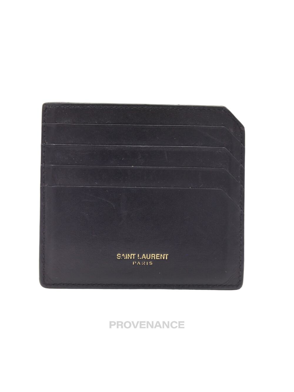 🔴 SLP Card Holder Wallet - Black Calfskin Leather
